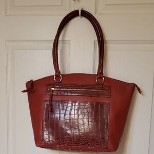 Tote Bag Chic Maroon  Crocodile-Patterned   13 X 17